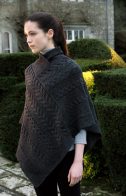 Aran Knit Poncho in Charcoal - M/L