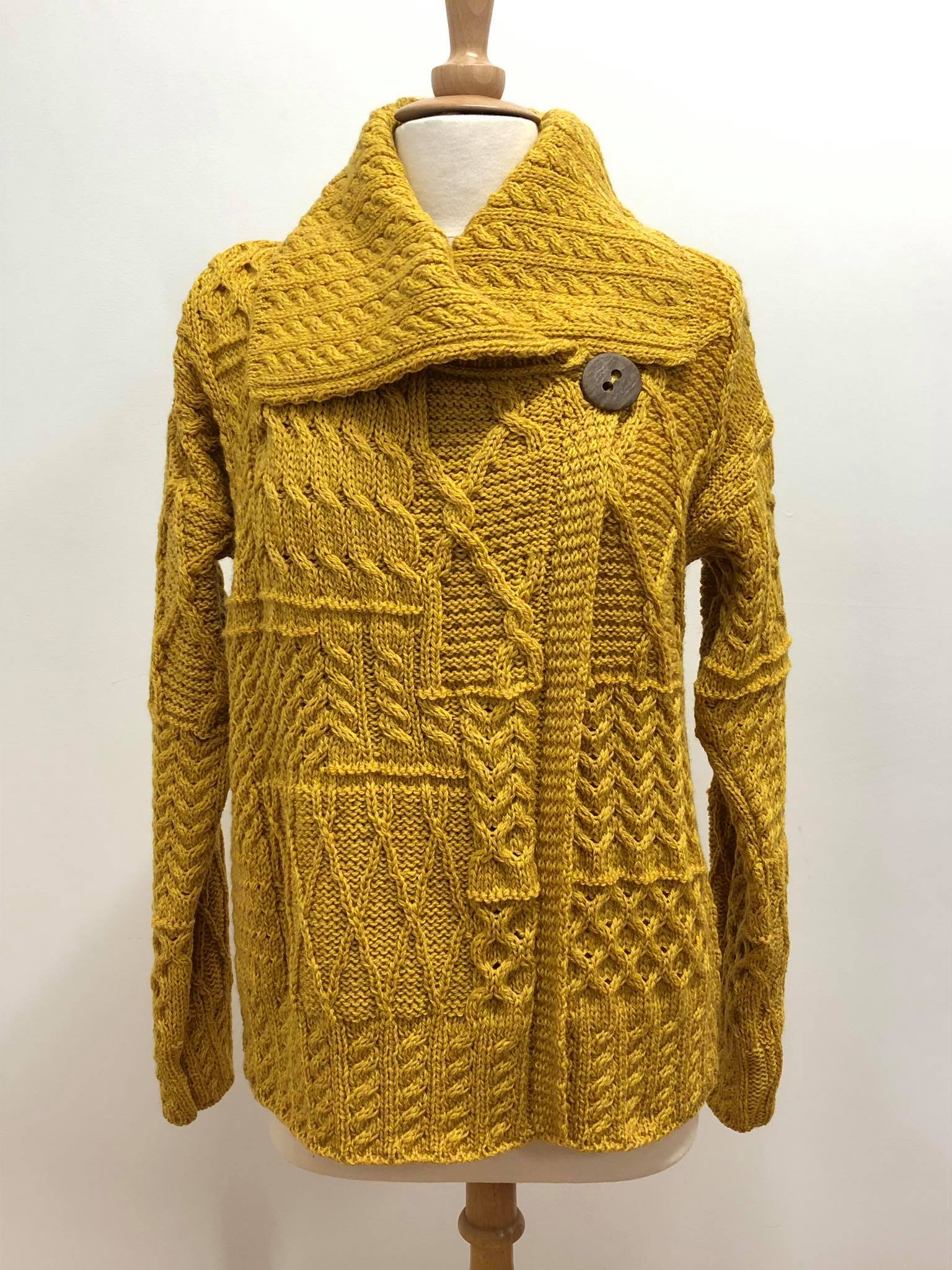 Yellow Chunky Cardigan - Glendalough Woollen Mills