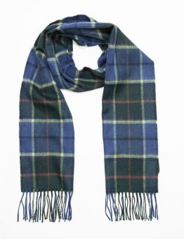 Merino Scarf in Green and Blue Check