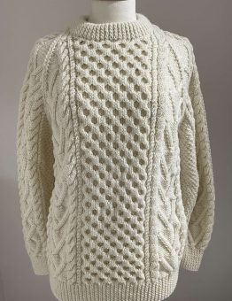 White Honeycomb Aran Sweater