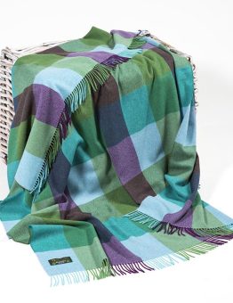 Lambswool Blanket in Blue, Purple, and Green