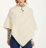 Aran Poncho with Front Buttons in Natural