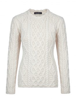 Cable Aran Knit Sweater in White