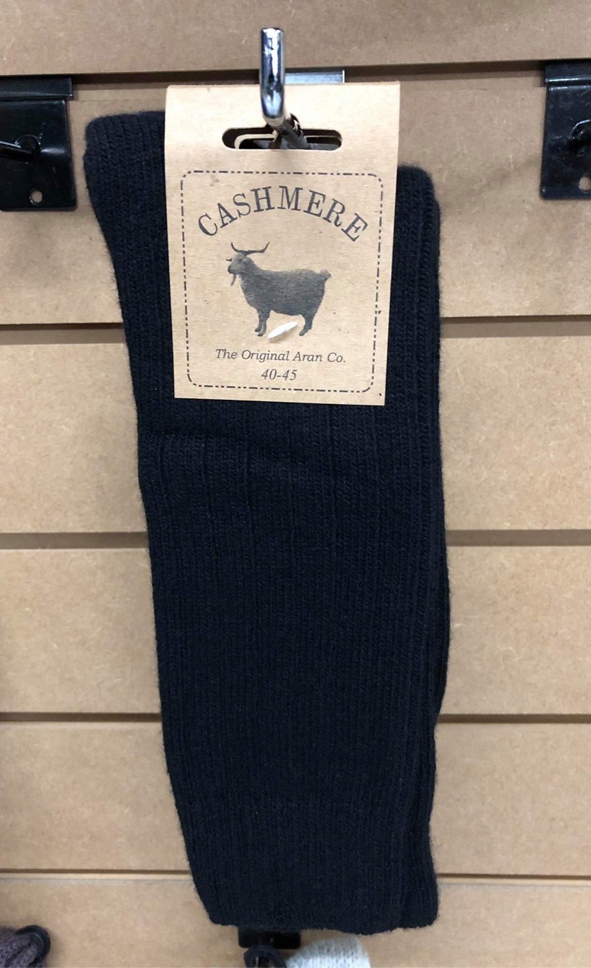 Cashmere and Wool Black Socks in Size 7-11