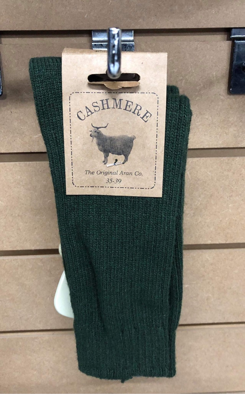 Cashmere and Wool Green Socks in Size 3-7