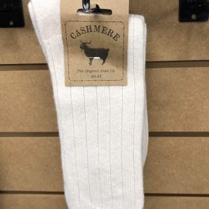 Cashmere and Wool White Socks in Size 7-11