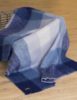 Mohair Blanket in Blue and White Check
