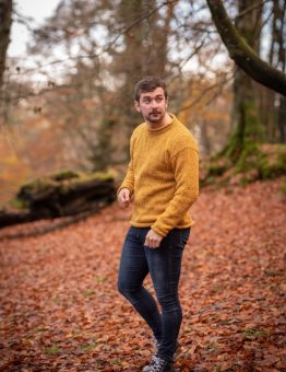 Roll Neck Fleck Tunic in Yellow Fleck