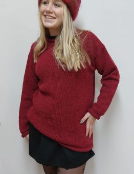 Roll Neck Fleck Tunic in Red