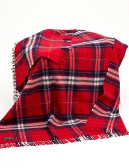 Large Wool Throw in Red Tartan