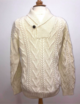 Shawl Collar Sweater in White