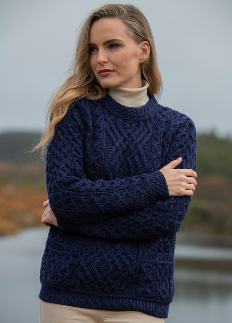 Midnight Blue Cable Knit - Glendalough Woollen Mills