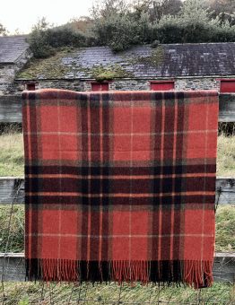 Lambswool Throw in Orange and Black