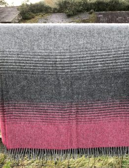 Grey and Pink Wool Blanket