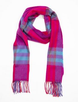 Merino Scarf in Pink, Red, and Aqua
