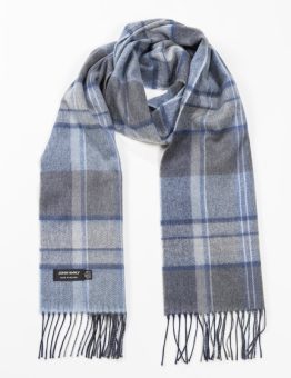 Merino Scarf in Grey Blue Check
