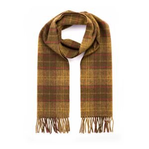 Lambswool Scarf in Mustard, Brown and Red Check