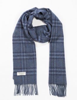 Lambswool Scarf in Indigo Check