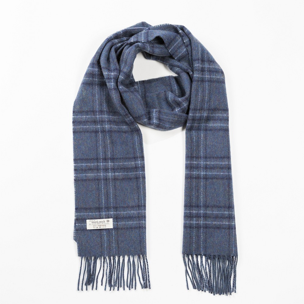 Lambswool Scarf in Indigo Check