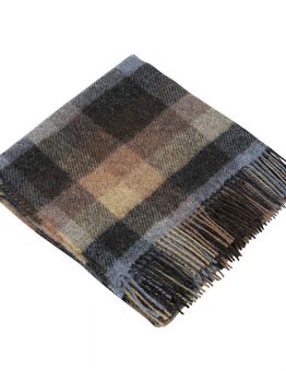 Knee Blanket in Charcoal Grey, Brown, and Rust Plaid