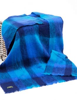 Mohair Blanket in Blue Tartan