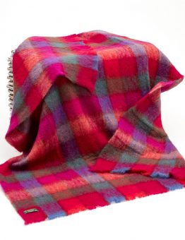 Mohair Blanket in Red and Pink Check