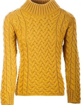 Roll Neck Cable Knit in Yellow
