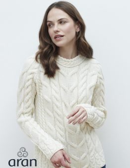 Cable Knit Neck Sweater in Natural