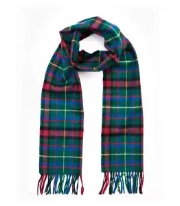 Lambswool Scarf in Green Red and Blue Check