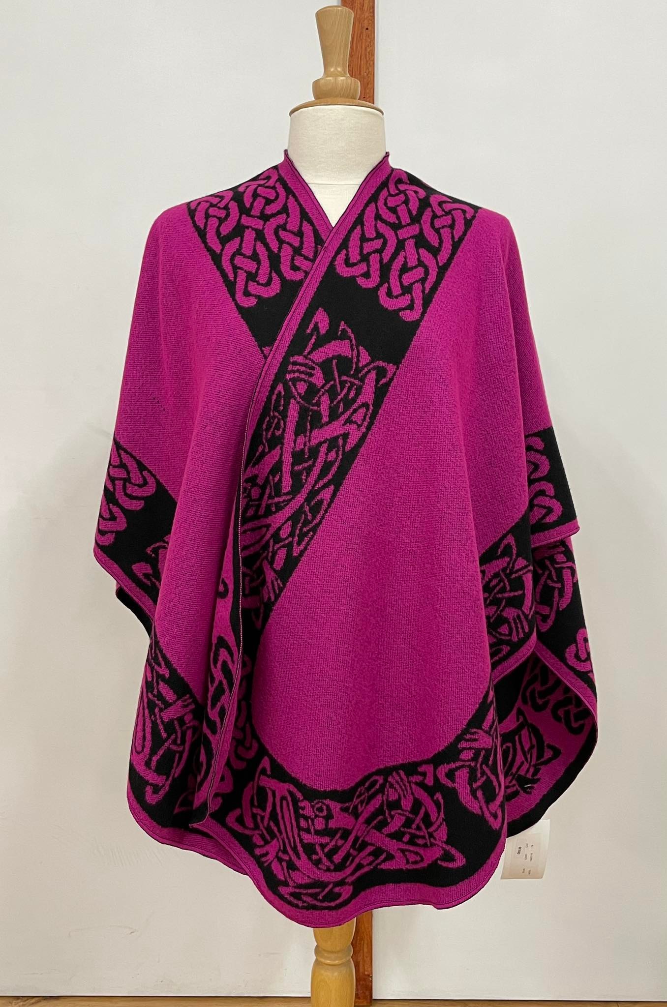 Reversible Celtic Shawl in Pink and Black