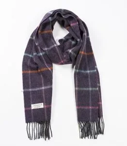 Heather Purple Stripe Lambswool Scarf